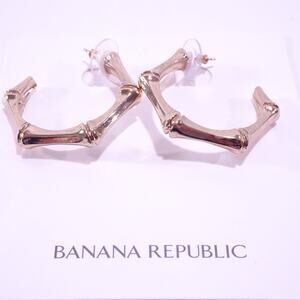 Banana Republic AUREUS + ARGENT Antique Gold Bamboo Hoop Earrings NWT 58